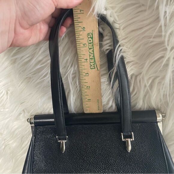 Mystique Collection Genuine Stingray Skin Black
Leather Handbag Vintage Purse - Picture 9 of 12